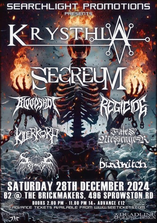 krystla with secreum, bloodshot, regicide, killerkorp, self made hell and birdwitch